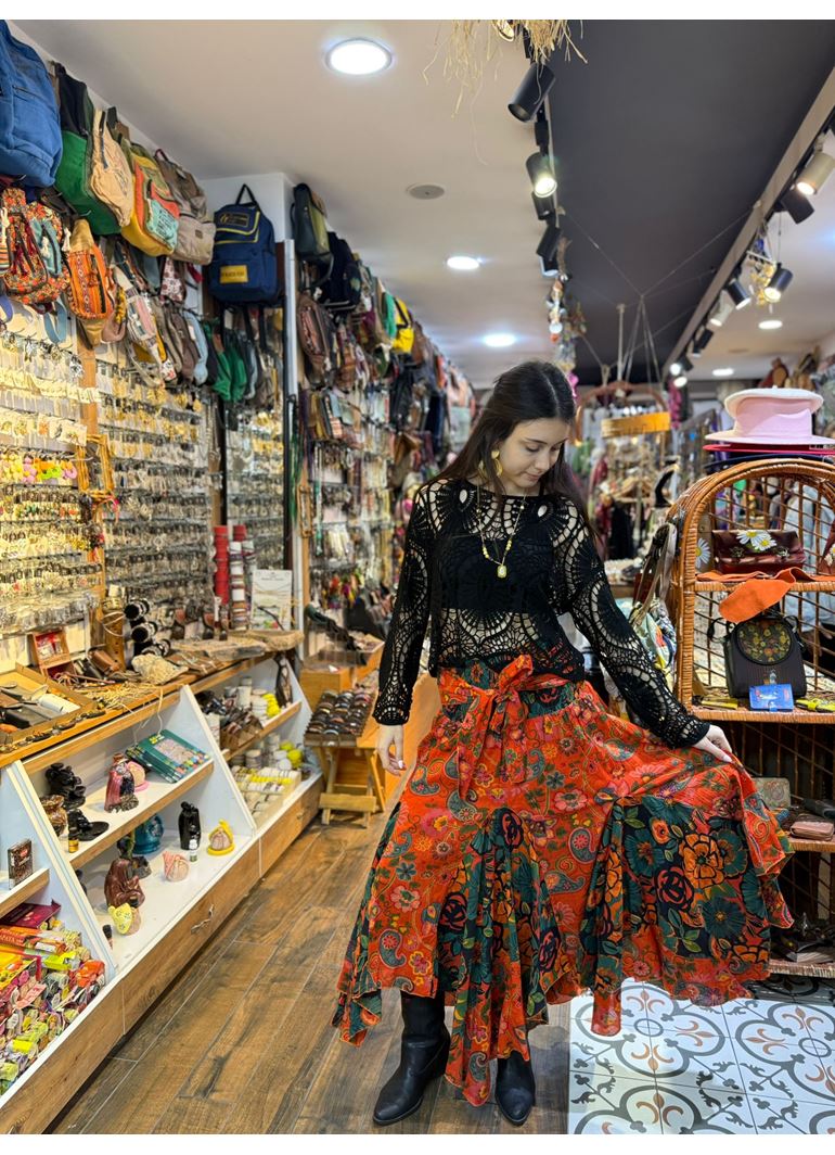 Nepal Tasarım Etek Turuncu