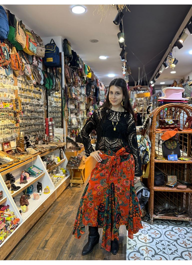 Nepal Tasarım Etek Turuncu