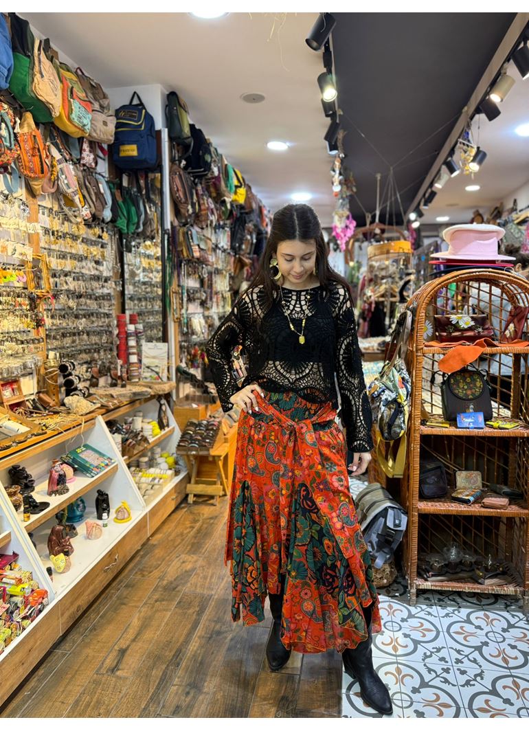 Nepal Tasarım Etek Turuncu