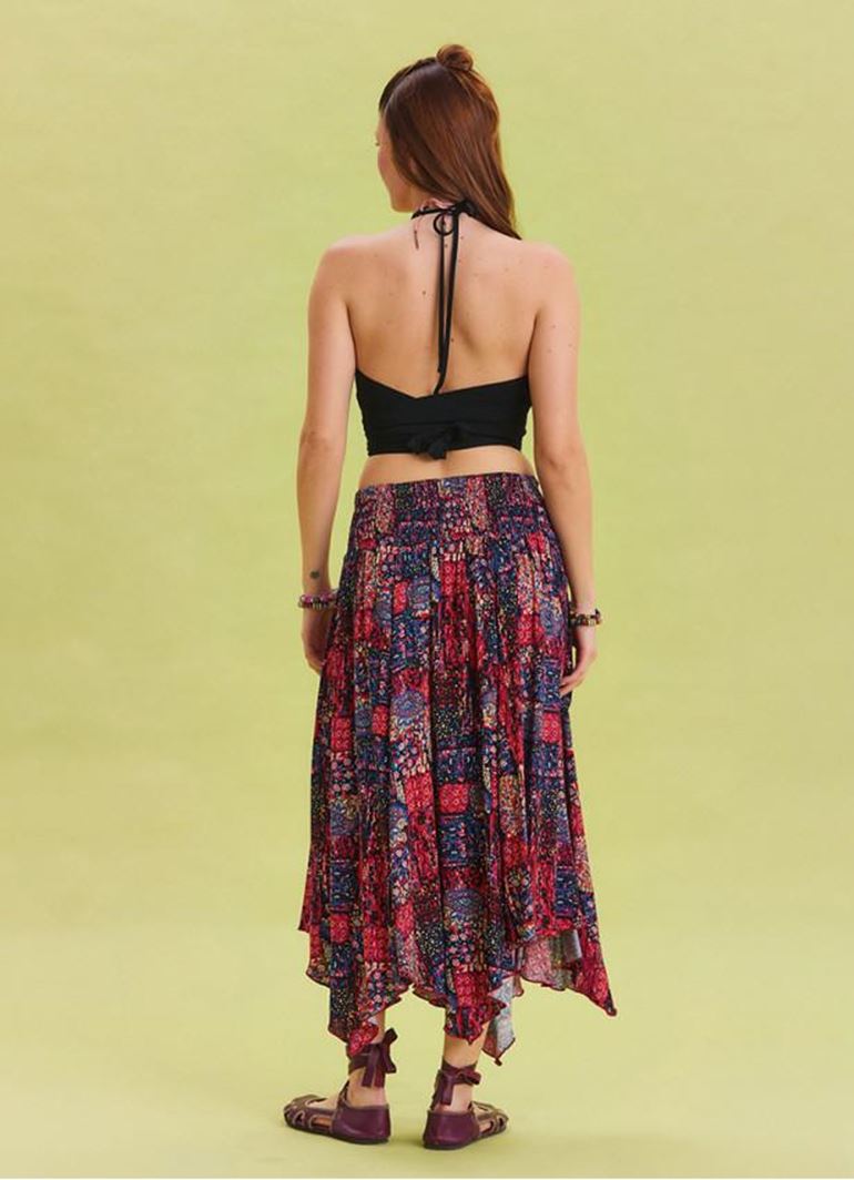 Gipe Detaylı Beli Bağlamalı Kırmızı Salaş Etek