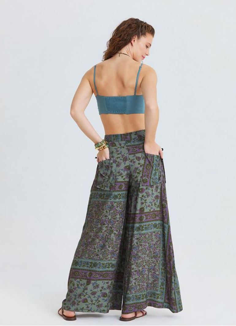 Bol Kesim Cep Detaylı Agora Çiçekli Şalvar