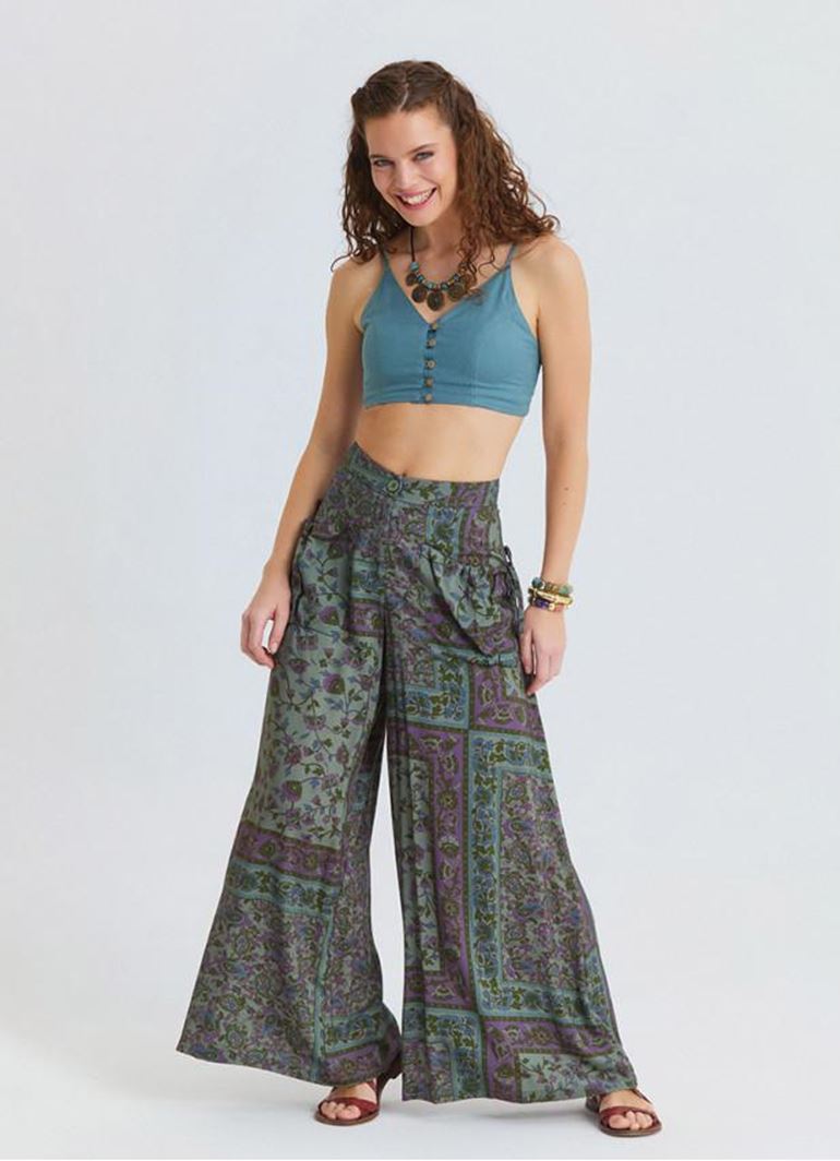 Bol Kesim Cep Detaylı Agora Çiçekli Şalvar