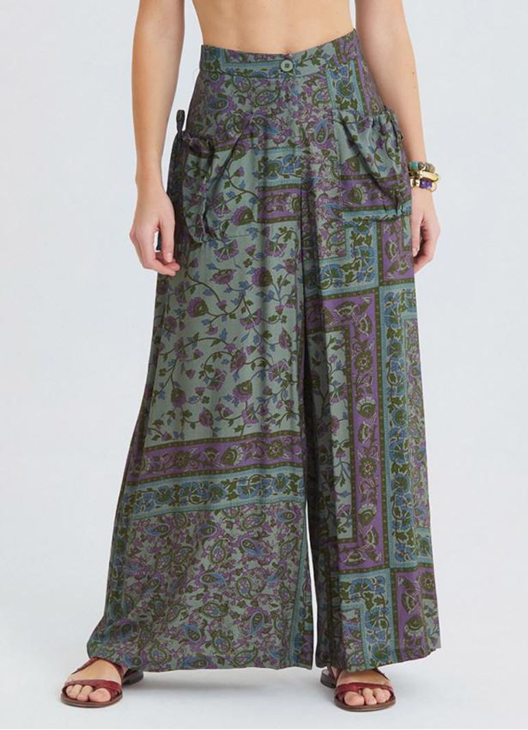 Bol Kesim Cep Detaylı Agora Çiçekli Şalvar