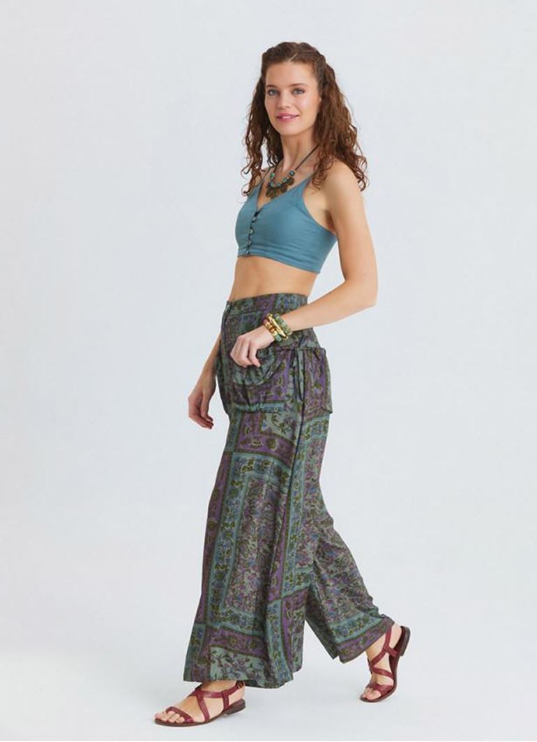 Bol Kesim Cep Detaylı Agora Çiçekli Şalvar