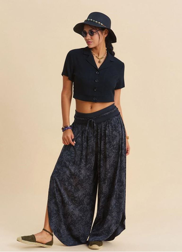 Bağcıklı Detaylı Yandan Yırtmaçlı Antrasit Kadın Otantik Pantolon