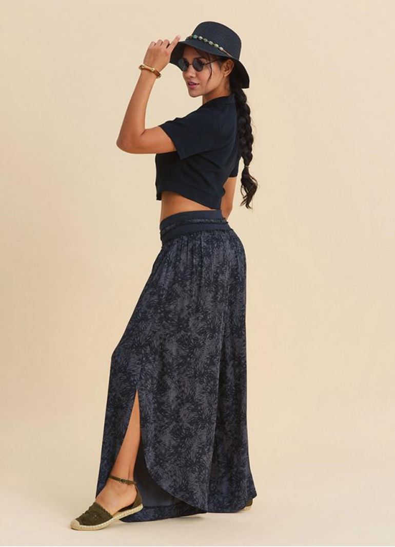 Bağcıklı Detaylı Yandan Yırtmaçlı Antrasit Kadın Otantik Pantolon