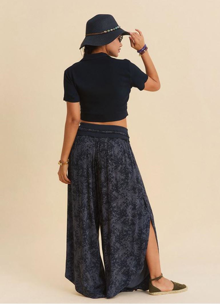 Bağcıklı Detaylı Yandan Yırtmaçlı Antrasit Kadın Otantik Pantolon