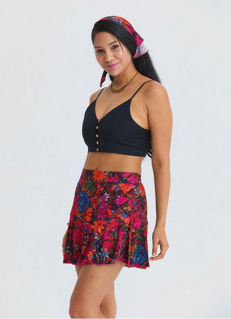 Beli Lastikli Volanlı Kırmızı Şort Etek