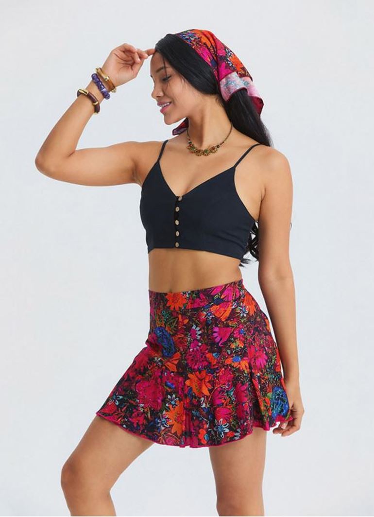 Beli Lastikli Volanlı Kırmızı Şort Etek