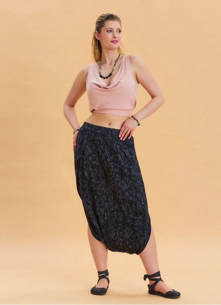 Beli Lastikli Ağı Düşük Antrasit Bohem Şalvar