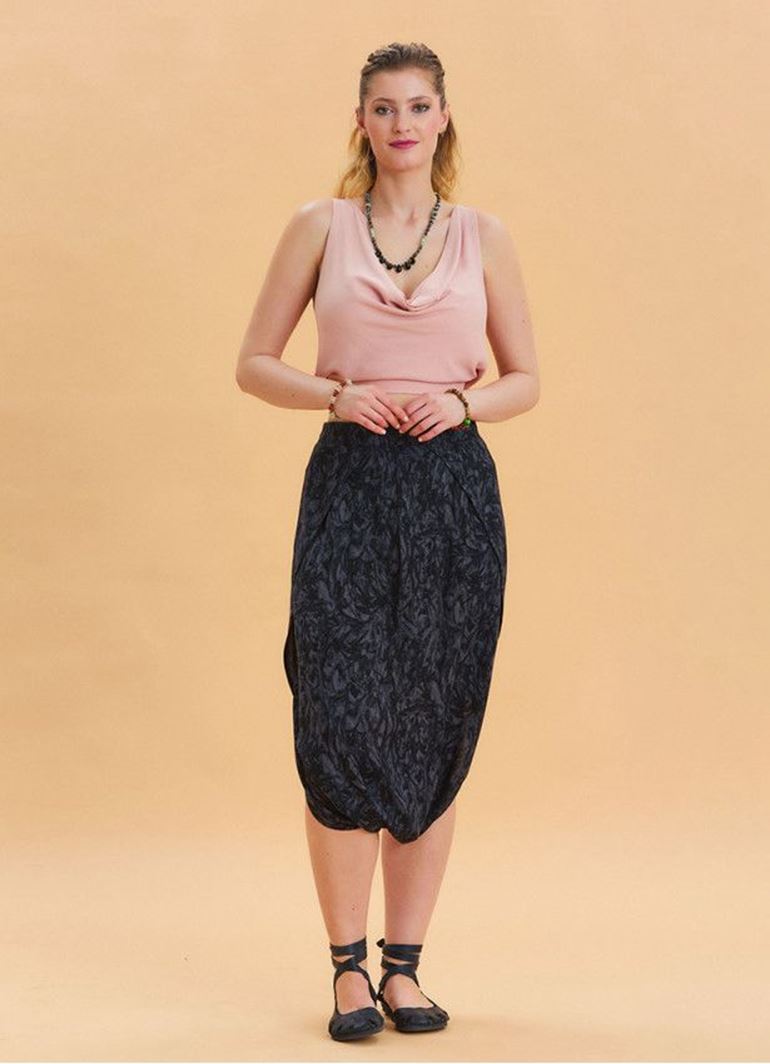 Beli Lastikli Ağı Düşük Antrasit Bohem Şalvar