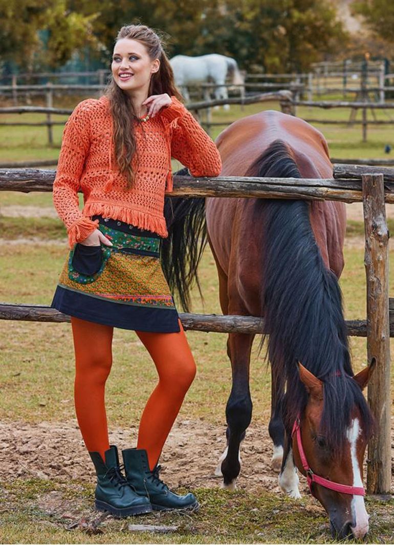 Çıtçıt Kapamalı Cepli Patchwork Anvelop Yeşil Çiçekli Etek