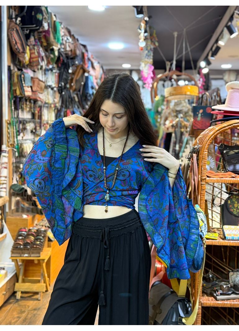 Nepal Bağlamalı Crop Mavi