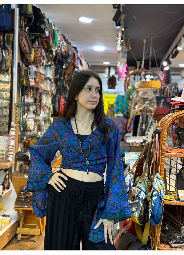 Nepal Bağlamalı Crop Mavi