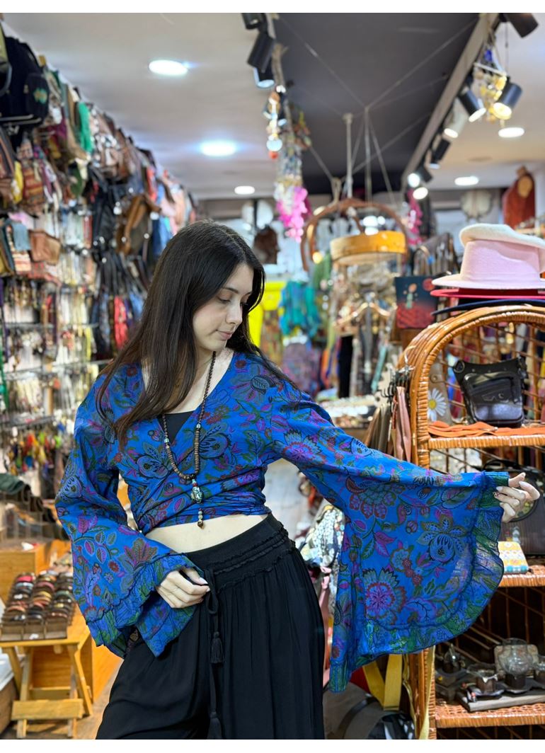 Nepal Bağlamalı Crop Mavi