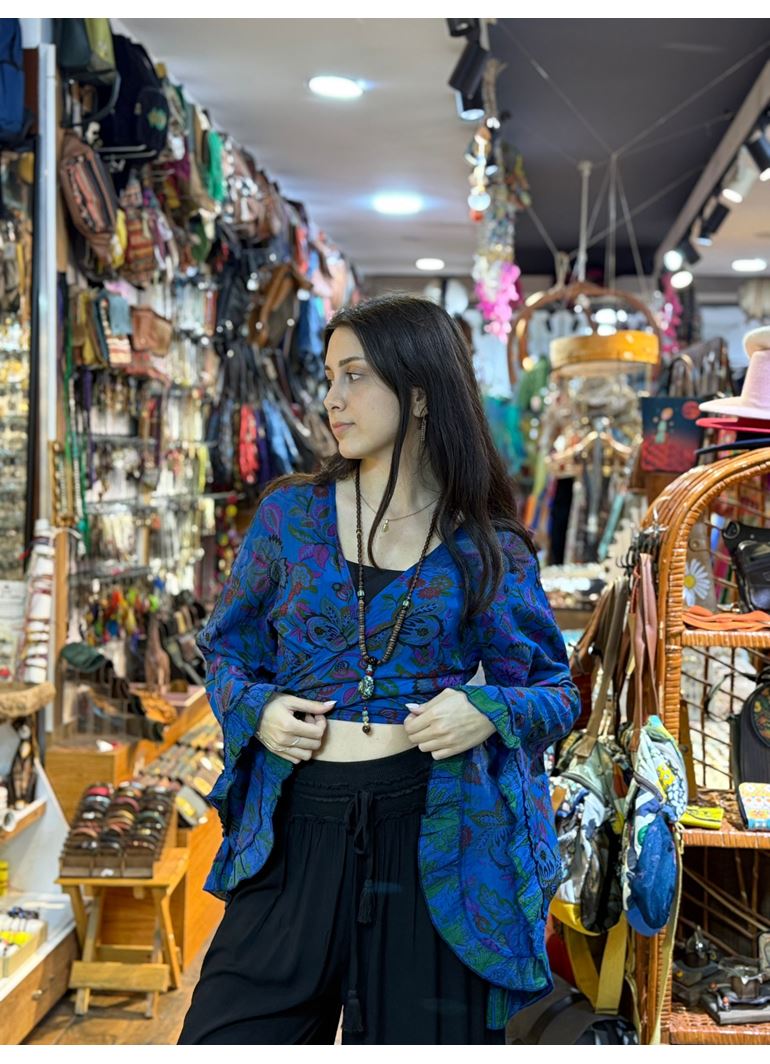 Nepal Bağlamalı Crop Mavi