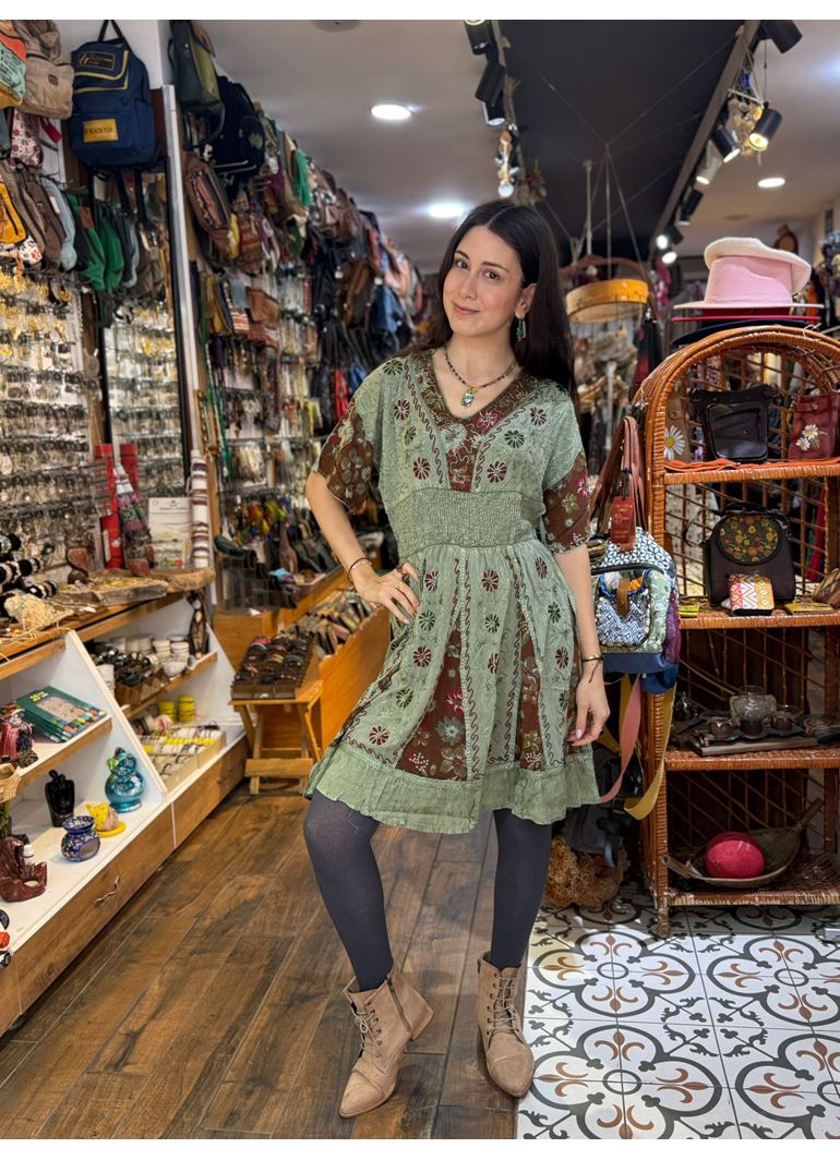 Kısa Kollu Hint Elbise