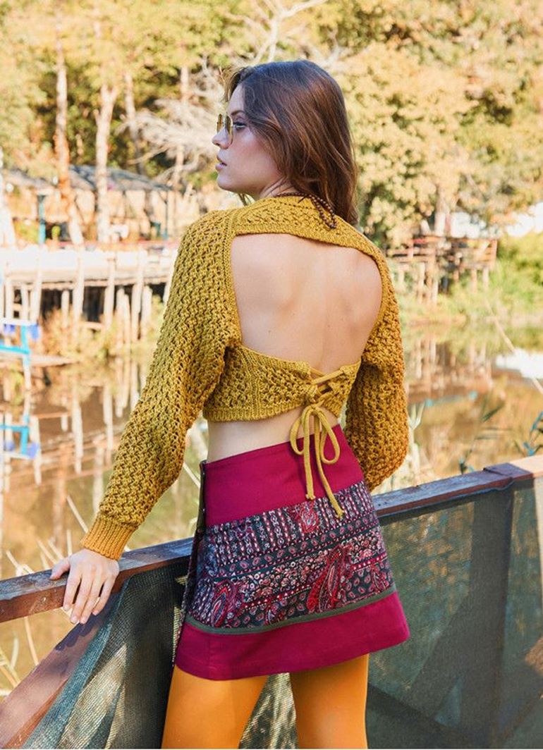 Çıtçıt Kapamalı Patchwork Anvelop Yeşil Etnik Etek