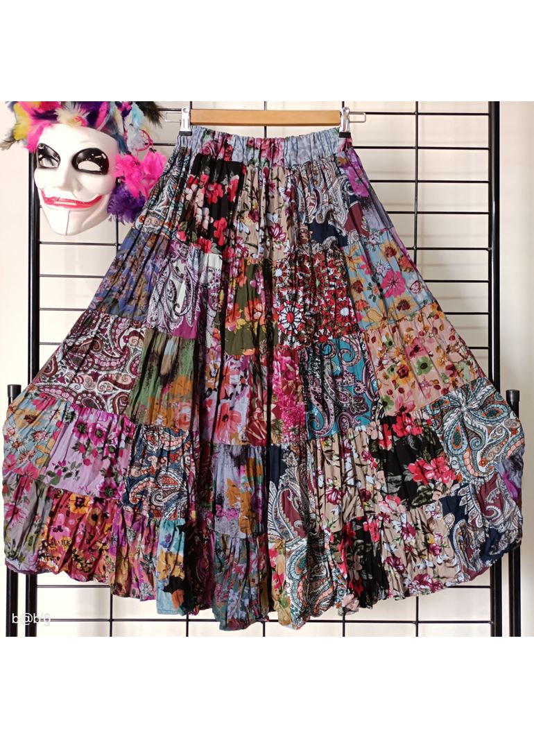 Patchwork Beli Lastikli Etek