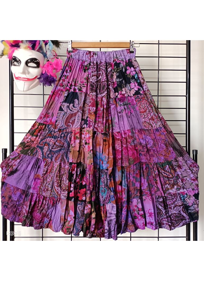 Patchwork Beli Lastikli Etek