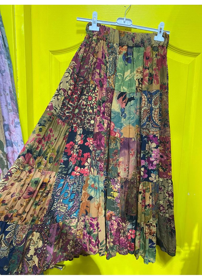 Patchwork Beli Lastikli Etek