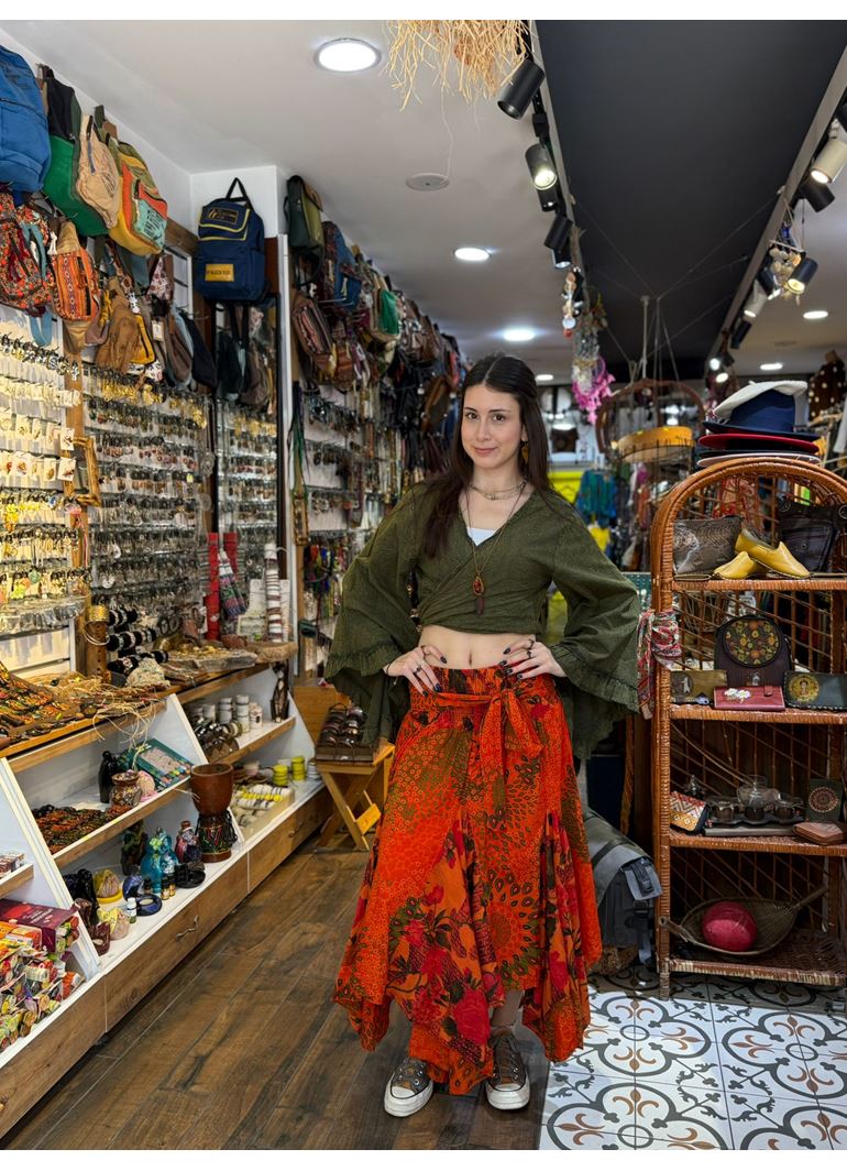 Nepal Tasarım Etek Turuncu