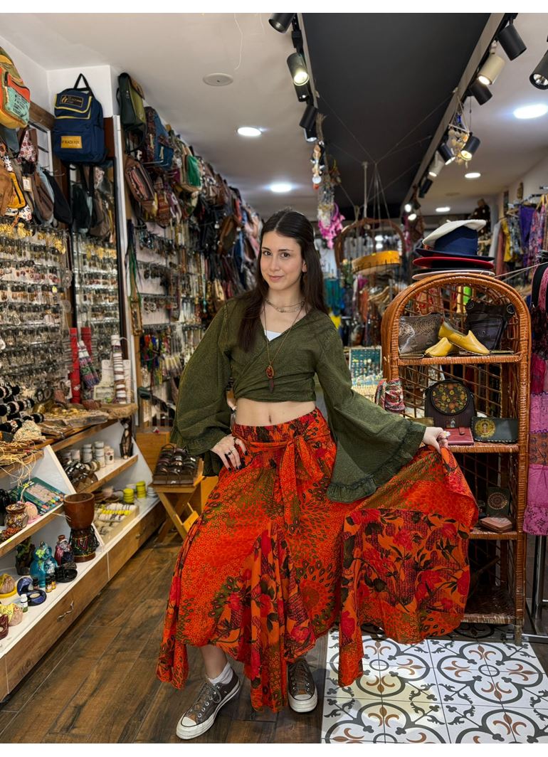 Nepal Tasarım Etek Turuncu