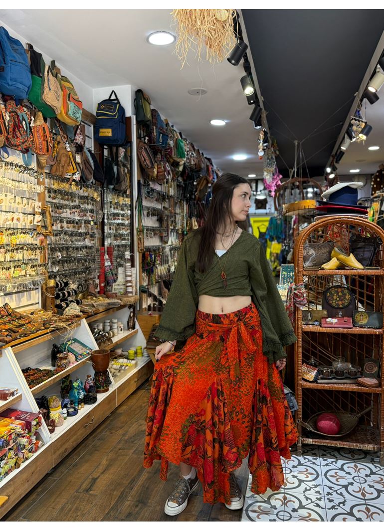 Nepal Tasarım Etek Turuncu