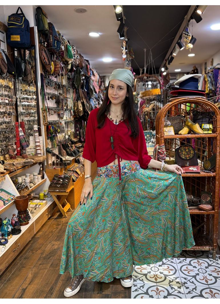 İpek Önü İşlemeli Pantolon