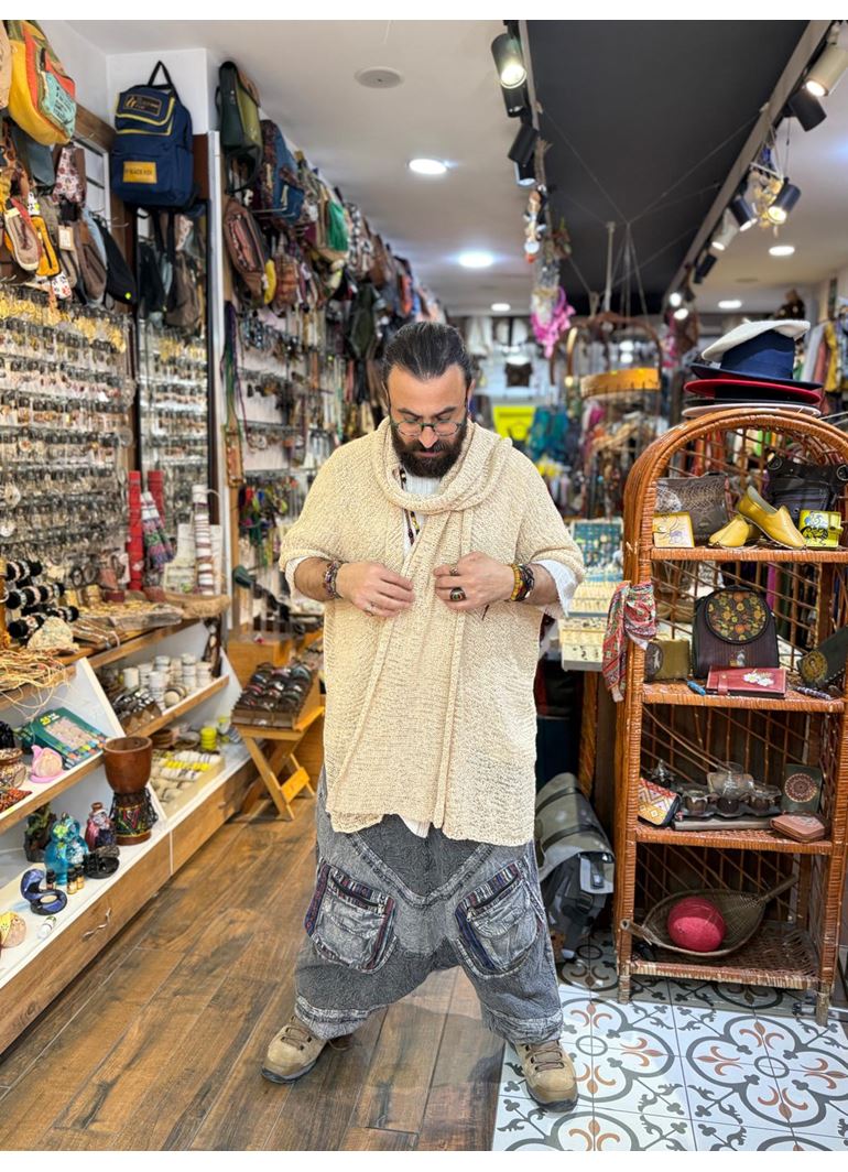 Tasarım Atkılı Bluz Krem