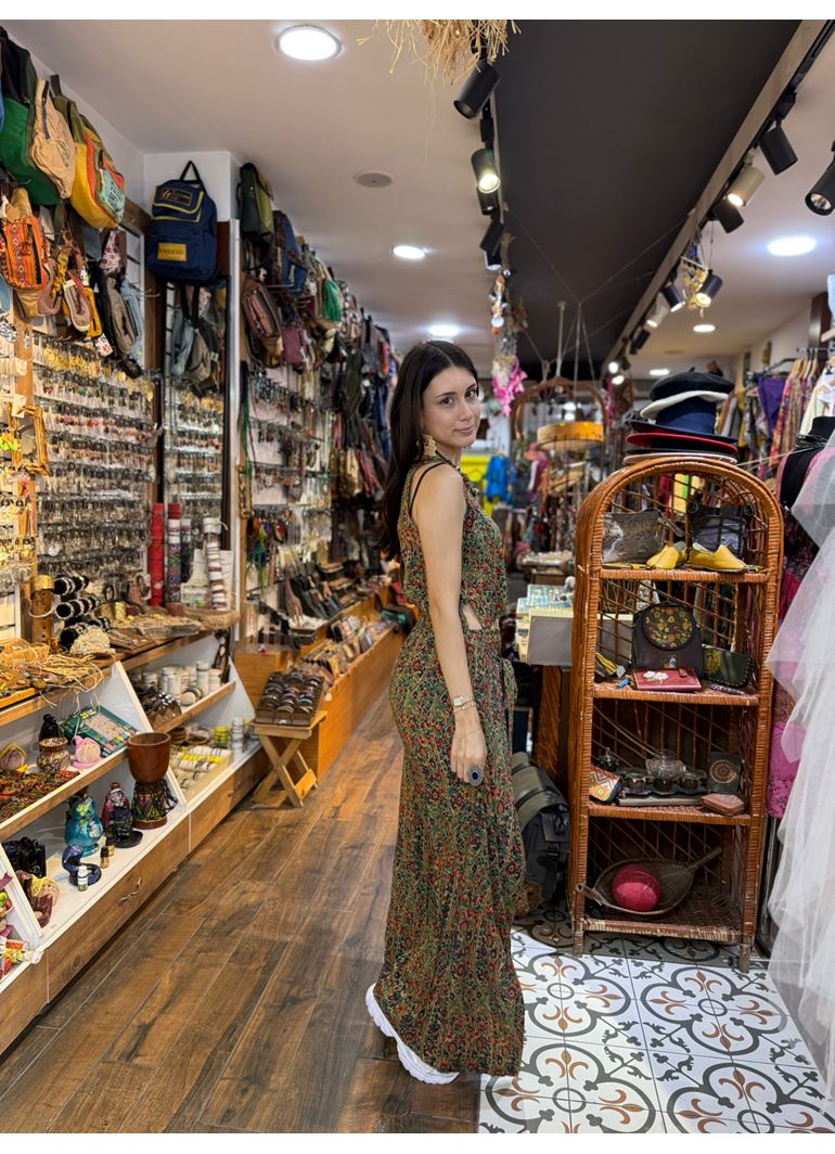 Etnik Desenli Kayık Yaka Tulum