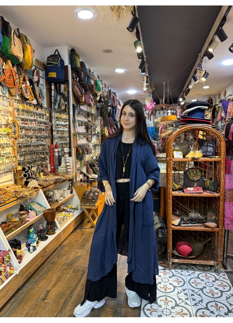 İtalyan Keten Kaftan Lacivert