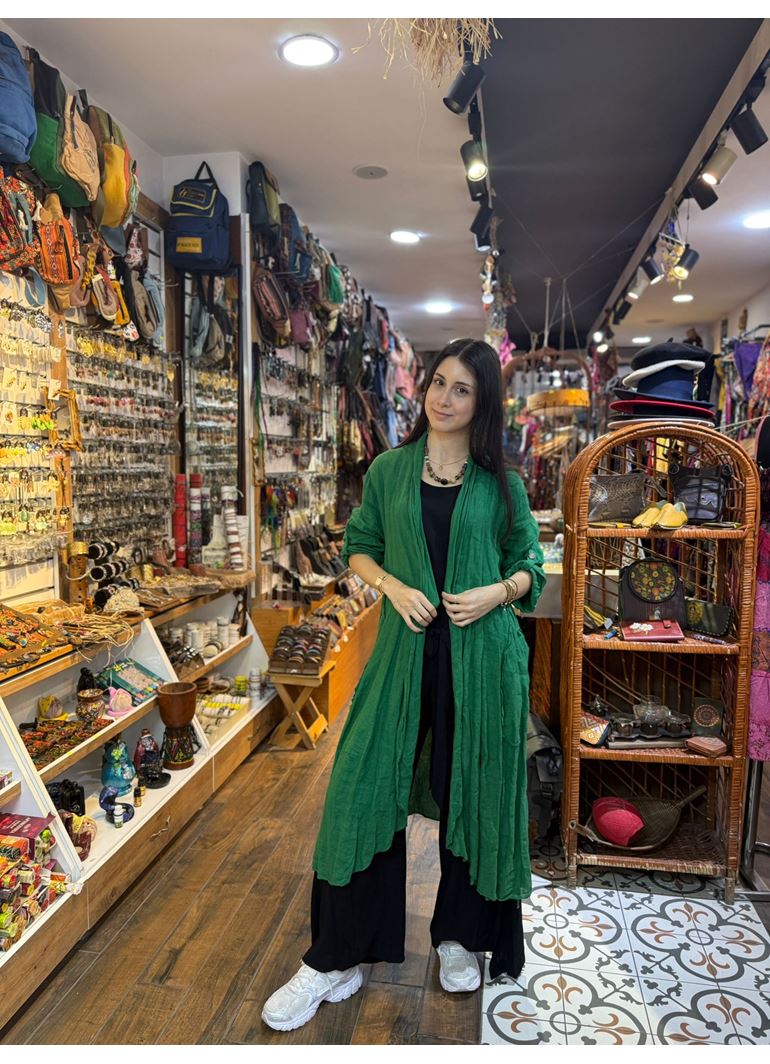 İtalyan Keten Kaftan Yeşil