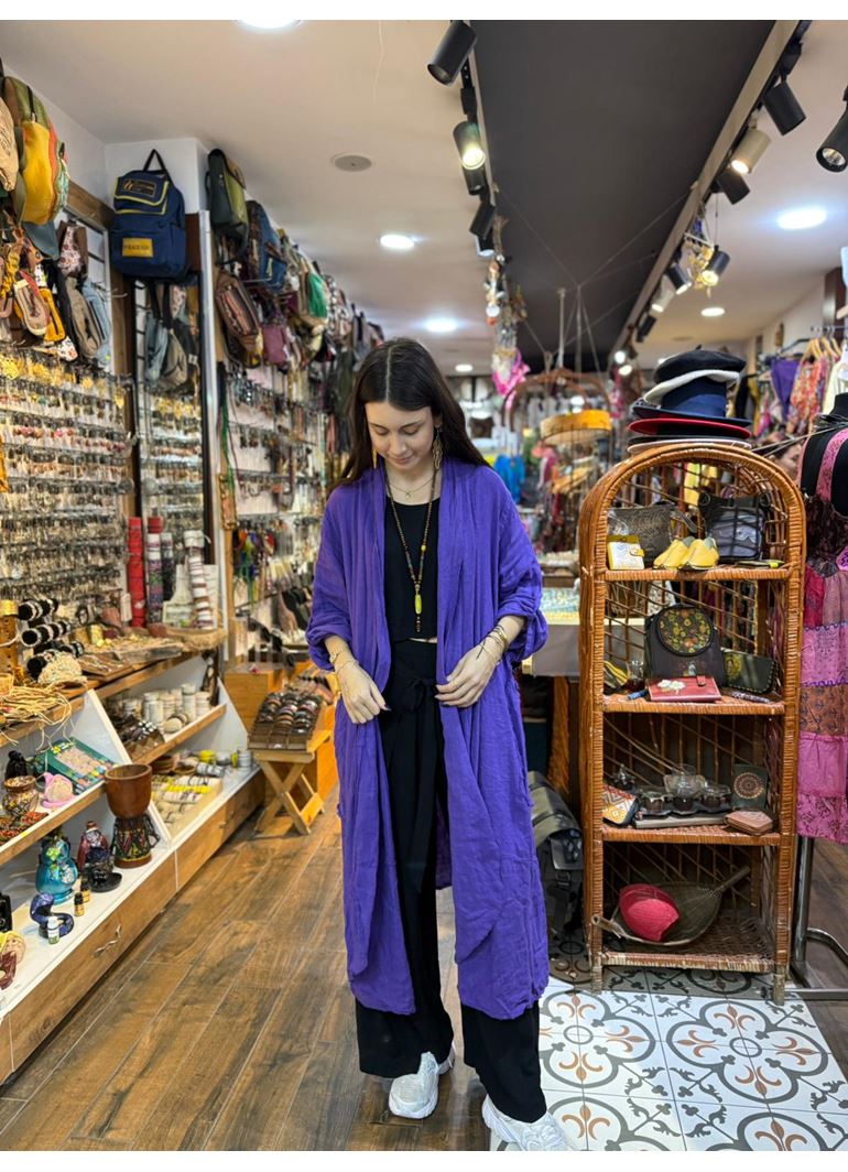 İtalyan Keten Kaftan Mor