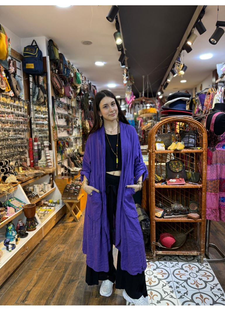 İtalyan Keten Kaftan Mor