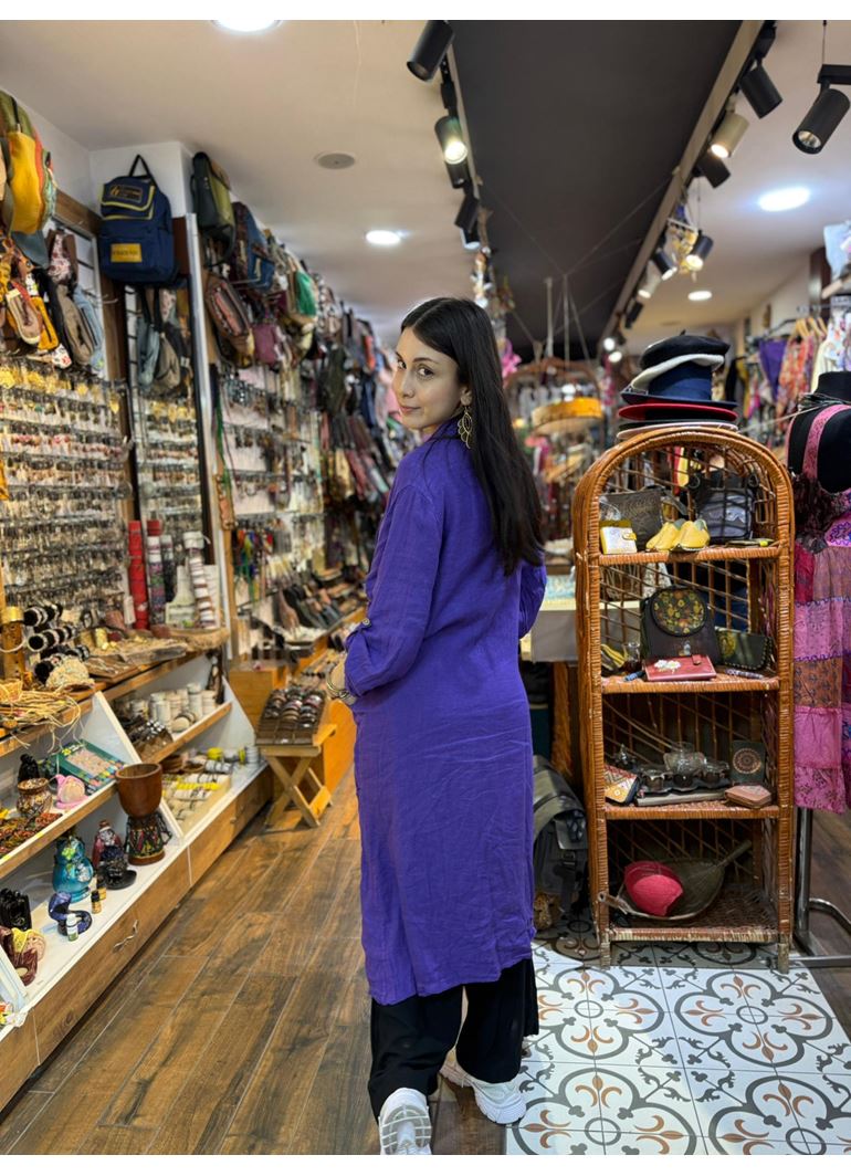 İtalyan Keten Kaftan Mor