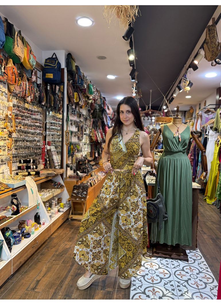 Beli Lastikli Asimetrik Kesim Sarı Kadın Otantik Pantolon