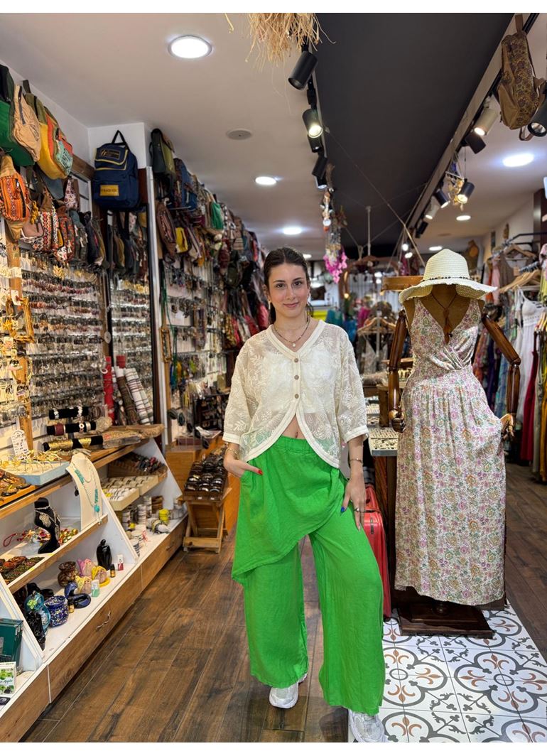 İtalyan Keten Kapaklı Pantolon