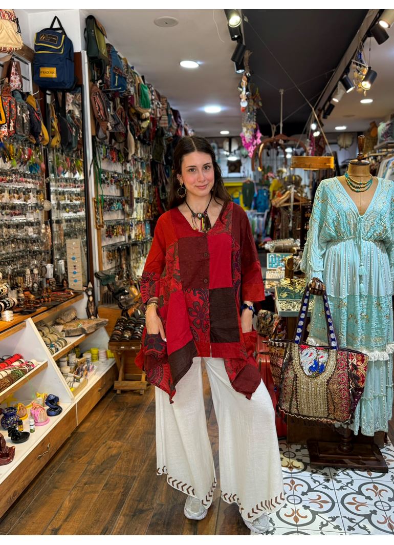 Nepal Tasarım Bluz Kırmızı