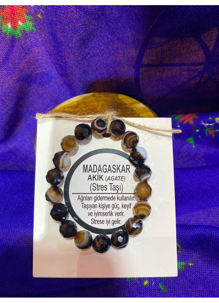 MADAGASKAR AKİK AGATE ( STRES TAŞI) DOĞAL TAŞ BİLEKLİK