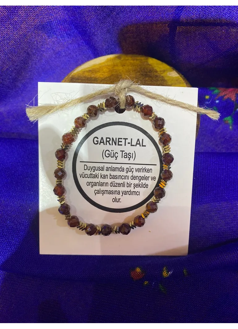 GARNET LAL (GÜÇ TAŞI) DOĞAL TAŞ BİLEKLİK