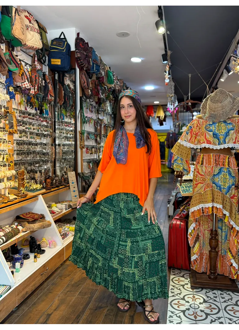 Patchwork Beli Lastikli Etek