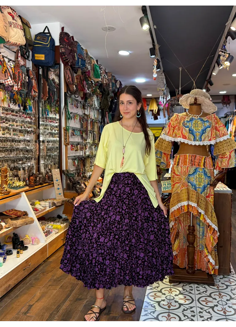 Patchwork Beli Lastikli Etek