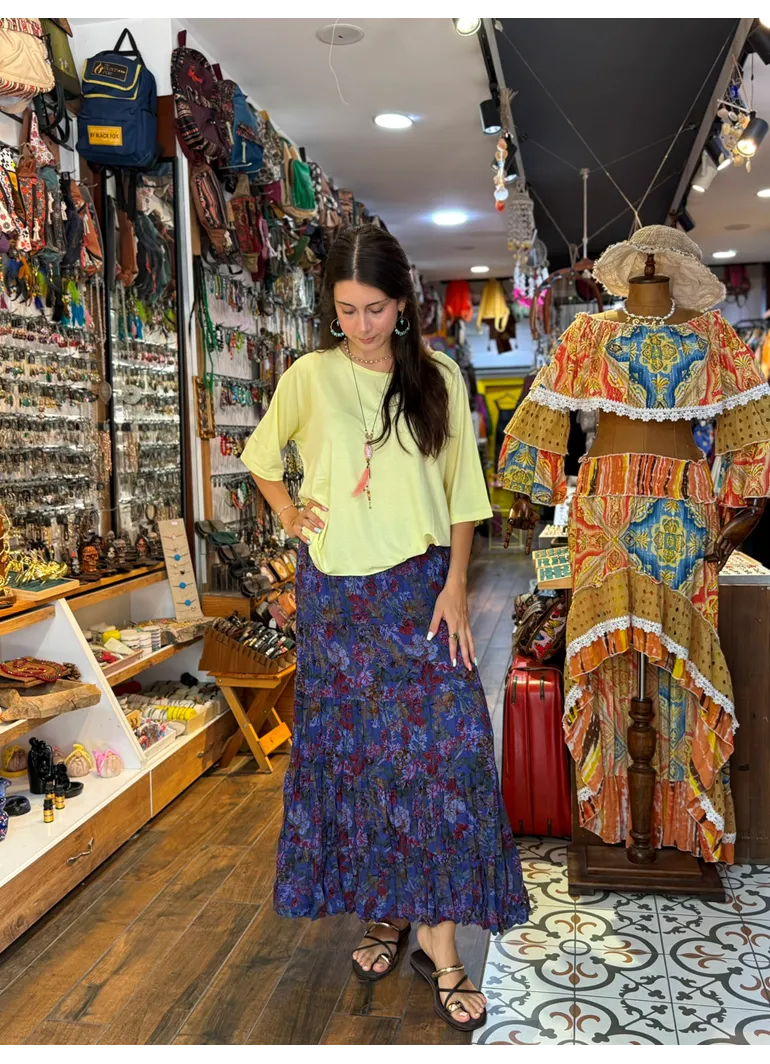 Patchwork Beli Lastikli Etek