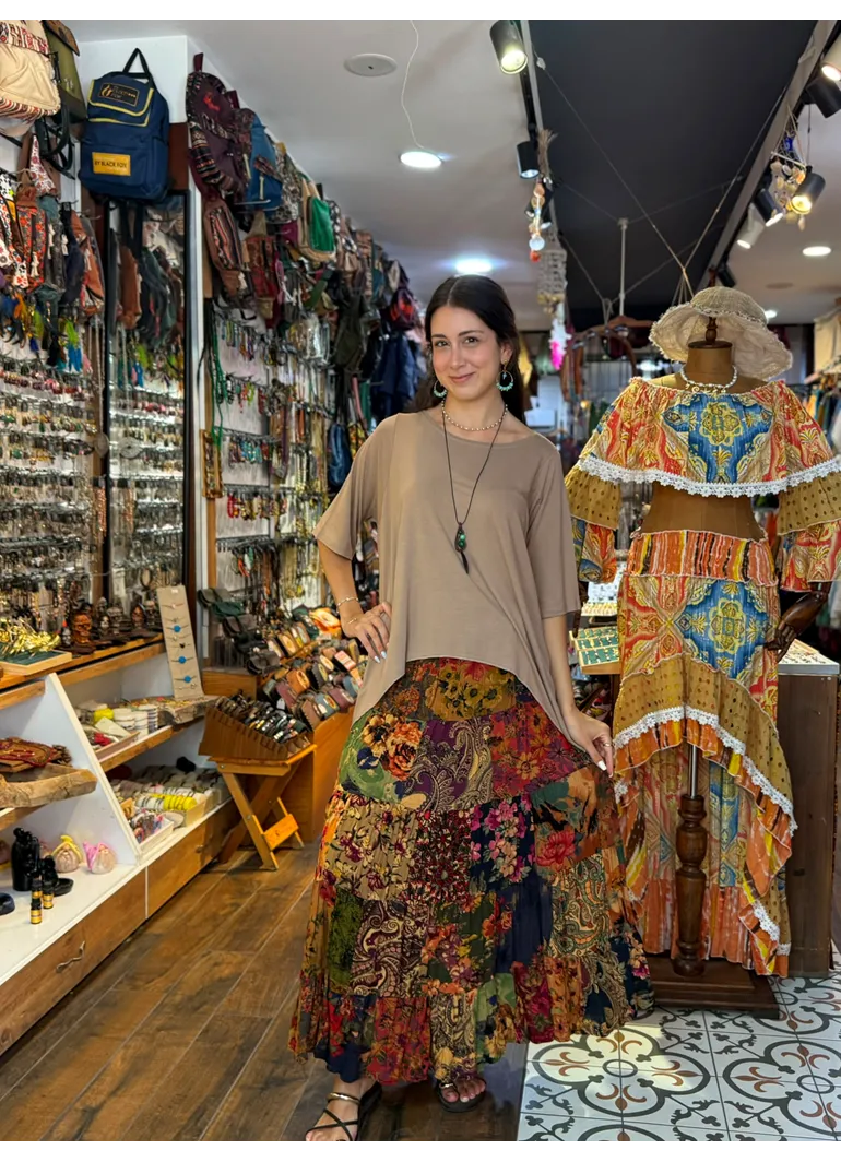 Patchwork Beli Lastikli Etek