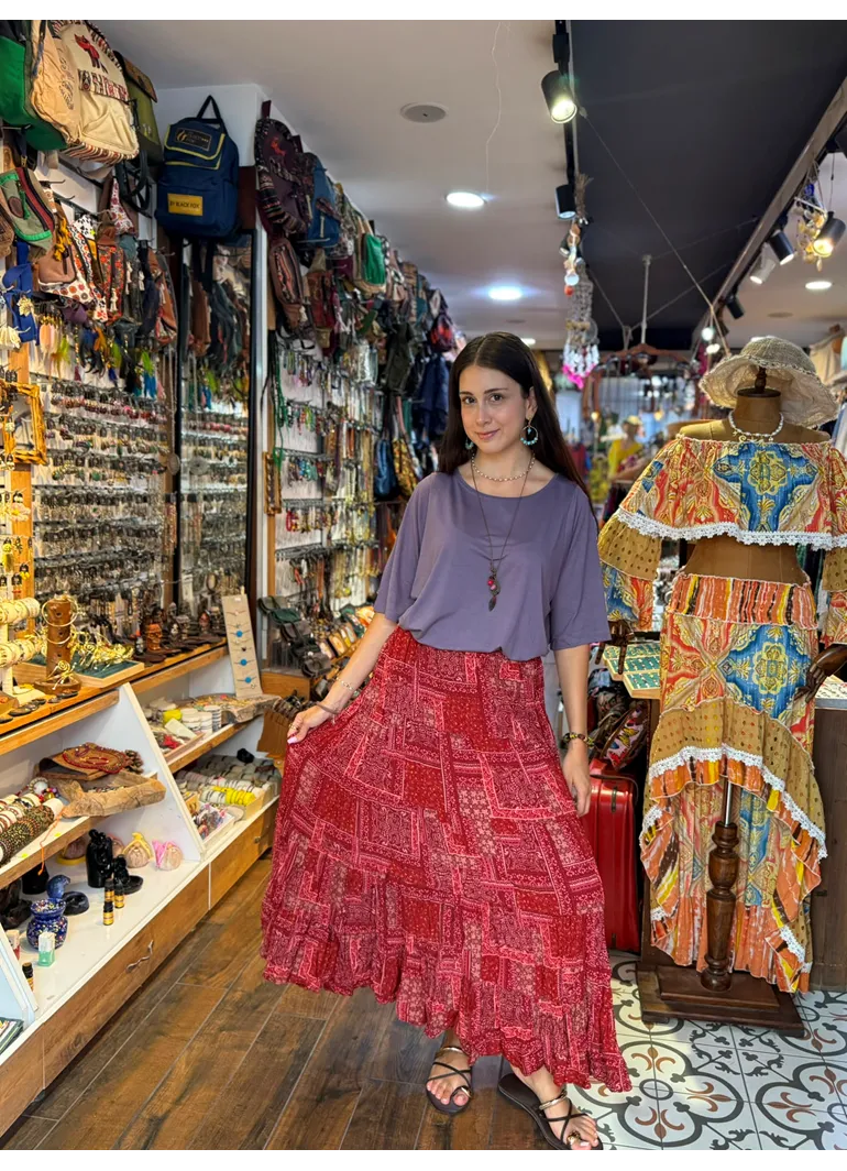 Patchwork Beli Lastikli Etek