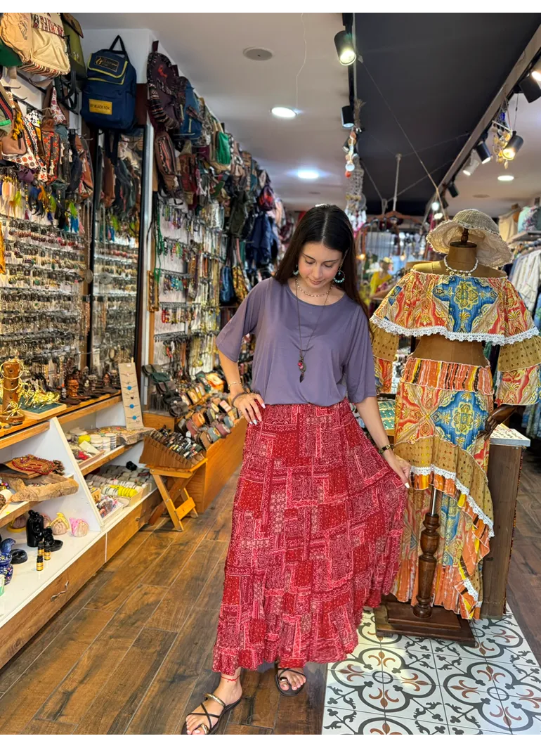 Patchwork Beli Lastikli Etek