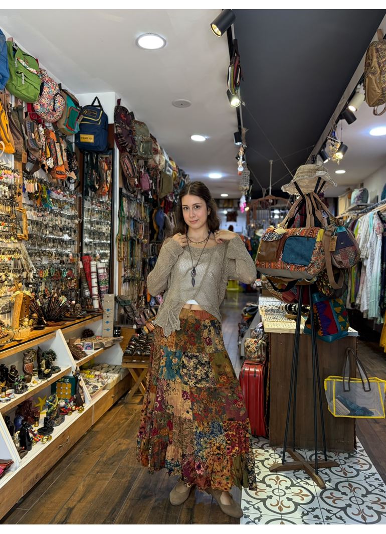Patchwork Beli Lastikli Etek