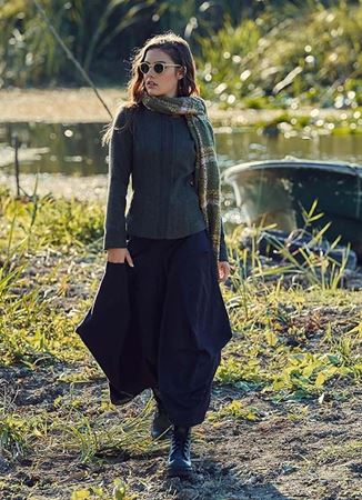 Bohem Beli Bağcıklı Cep Detaylı Şalvar Uzun Etek