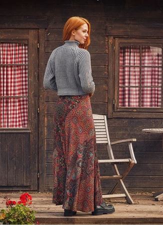 Etnik Desenli Patchwork Uzun Etek